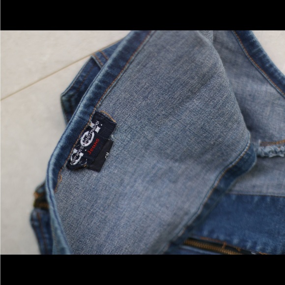 Y2K Vintage blue denim open back scallop hem crop vest top - Picture 6 of 6